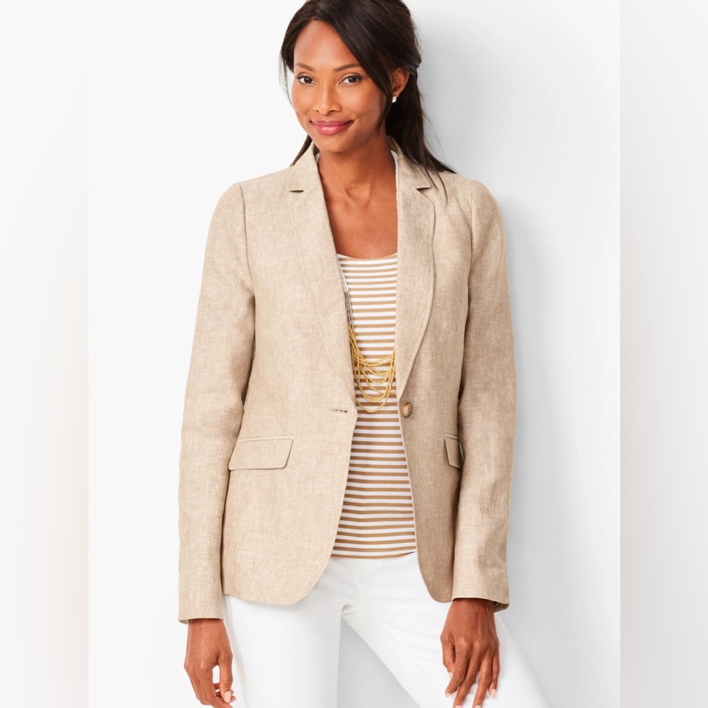 Talbots Linen Light Yellow Suit Blazer New size 10